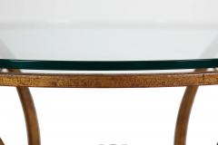 French Modernist Gilded Wrought Iron Glass Coffee Accent Table ca 1950s - 4501957