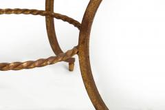 French Modernist Gilded Wrought Iron Glass Coffee Accent Table ca 1950s - 4501960