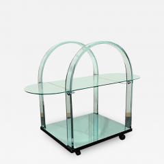 French Modernist Glass and Mirror Serving Cart - 429984