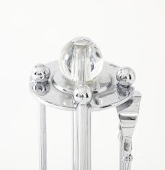 French Modernist Metal Fireplace Set Glass Decoration France c 1930 s - 4662894