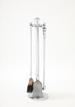 French Modernist Metal Fireplace Set Glass Decoration France c 1930 s - 4662895