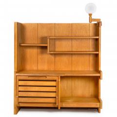 French Modernist Oak Bar Cabinet Bookshelf by Guillerme and Chambron - 4548379