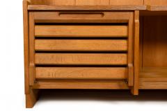 French Modernist Oak Bar Cabinet Bookshelf by Guillerme and Chambron - 4548386