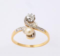 French Moi et Toi Natural Pearl and Diamond Ring - 1808570