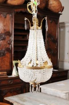 French Napol on III 1850s Montgolfi re Crystal and Brass Two Light Chandelier - 3547557