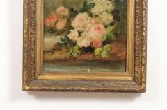 French Napol on III 1850s Oil on Canvas Framed Painting with Bird and Roses - 3485473