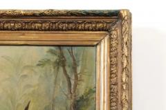 French Napol on III 1850s Oil on Canvas Framed Painting with Bird and Roses - 3485485