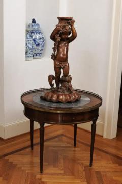 French Napol on III 1860s Carved Walnut Sculpture of a Putto Carrying a Vessel - 3485524