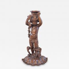 French Napol on III 1860s Carved Walnut Sculpture of a Putto Carrying a Vessel - 3732954