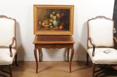 French Napoleon III 1860s Still Life Oil Painting Depicting Roses and Fruits - 3426922