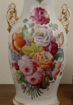 French Napoleon III 19th Century Hand Painted Porcelain Vase with Floral D cor - 3420237