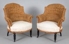 French Napoleon III Arched Back Armchairs A Pair - 2024476