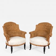 French Napoleon III Arched Back Armchairs A Pair - 2028570