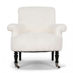 French Napoleon III Armchair in White Boucle - 3416040