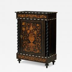 French Napoleon III Bone and Wood Floral Inlaid Credenza Cabinet - 4193697