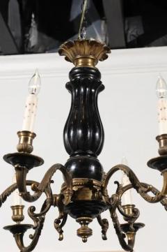 French Napoleon III Period 1860s Ebonized Wood and Bronze Six Light Chandelier - 3424109