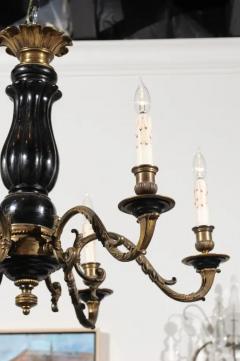 French Napoleon III Period 1860s Ebonized Wood and Bronze Six Light Chandelier - 3424112