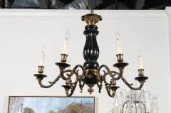 French Napoleon III Period 1860s Ebonized Wood and Bronze Six Light Chandelier - 3424130