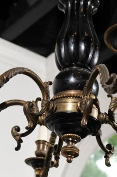 French Napoleon III Period 1860s Ebonized Wood and Bronze Six Light Chandelier - 3424177
