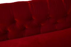 French Napoleon III Style Red Tufted Chaise Lounge Sofa - 4653587