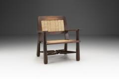 French Natural Wood and Woven Rope Armchair France 1950s - 2616759