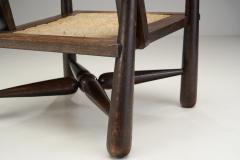 French Natural Wood and Woven Rope Armchair France 1950s - 2616762