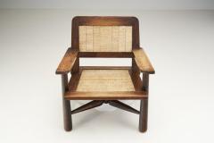 French Natural Wood and Woven Rope Armchair France 1950s - 2616764