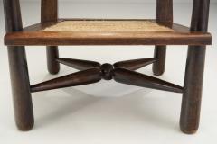 French Natural Wood and Woven Rope Armchair France 1950s - 2616766