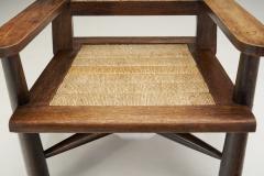 French Natural Wood and Woven Rope Armchair France 1950s - 2616768