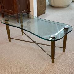 French Neo Classical Glass Top Coffee Table Mid Century Modern PE Guerin Style - 3418244