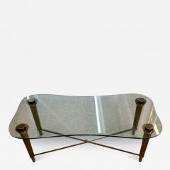 French Neo Classical Glass Top Coffee Table Mid Century Modern PE Guerin Style - 3419327