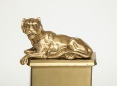 French Neoclassical Brass Lion Andirons - 777101