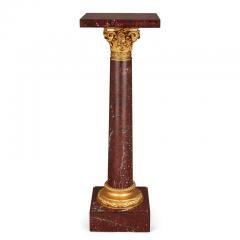 French Neoclassical gilt bronze and rouge griotte marble pedestal - 2981933