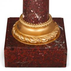 French Neoclassical gilt bronze and rouge griotte marble pedestal - 2981935