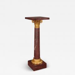 French Neoclassical gilt bronze and rouge griotte marble pedestal - 2983175