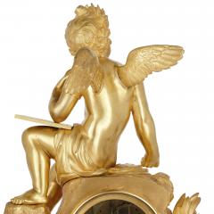 French Neoclassical malachite and gilt bronze mantel clock - 1913723
