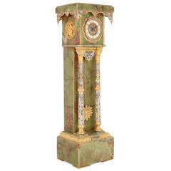 French Neoclassical style enamel onyx and gilt bronze pedestal clock - 3543047