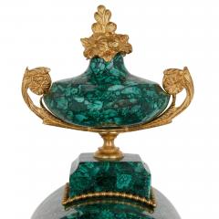 French Neoclassical style malachite and gilt bronze mantel clock - 3684904