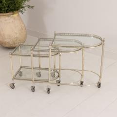 French Nickel Nesting Serving Trollies with Removable Trays - 3222914