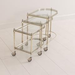 French Nickel Nesting Serving Trollies with Removable Trays - 3222916