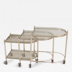 French Nickel Nesting Serving Trollies with Removable Trays - 3224559