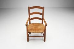 French Oak Armchairs with Woven Rush Seat France 1950s - 2434275