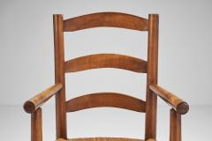 French Oak Armchairs with Woven Rush Seat France 1950s - 2434276
