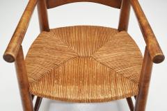 French Oak Armchairs with Woven Rush Seat France 1950s - 2434278