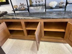 French Oak Buffet W Geometric Details and Marble Top - 4636909