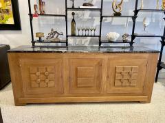 French Oak Buffet W Geometric Details and Marble Top - 4636944