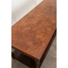 French Oak Drapery Table with Parquet Top - 3330497