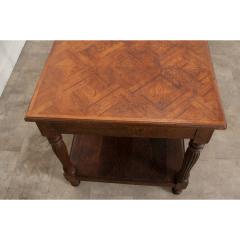 French Oak Drapery Table with Parquet Top - 3330587