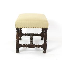 French Oak Upholstered Stool With Turned Stretchers Circa 1860  - 2906939