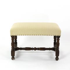 French Oak Upholstered Stool With Turned Stretchers Circa 1860  - 2906941